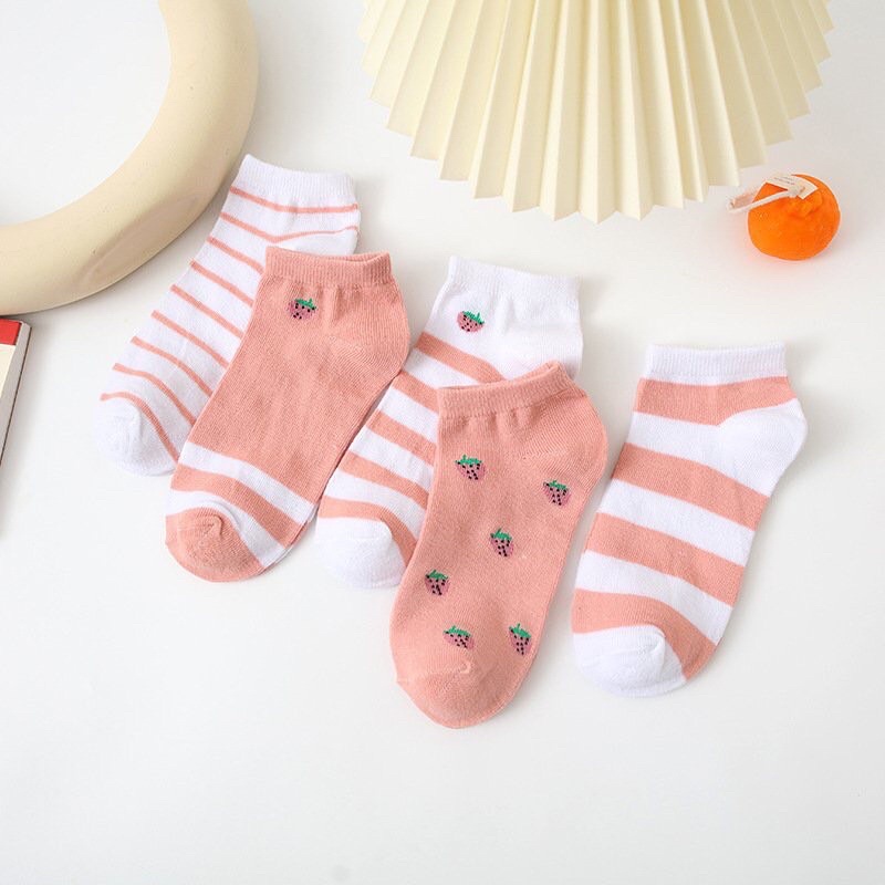 Combo 5 đôi tất nữ ngắn cổ dễ thương, tất nữ cổ ngắn cute HiMie