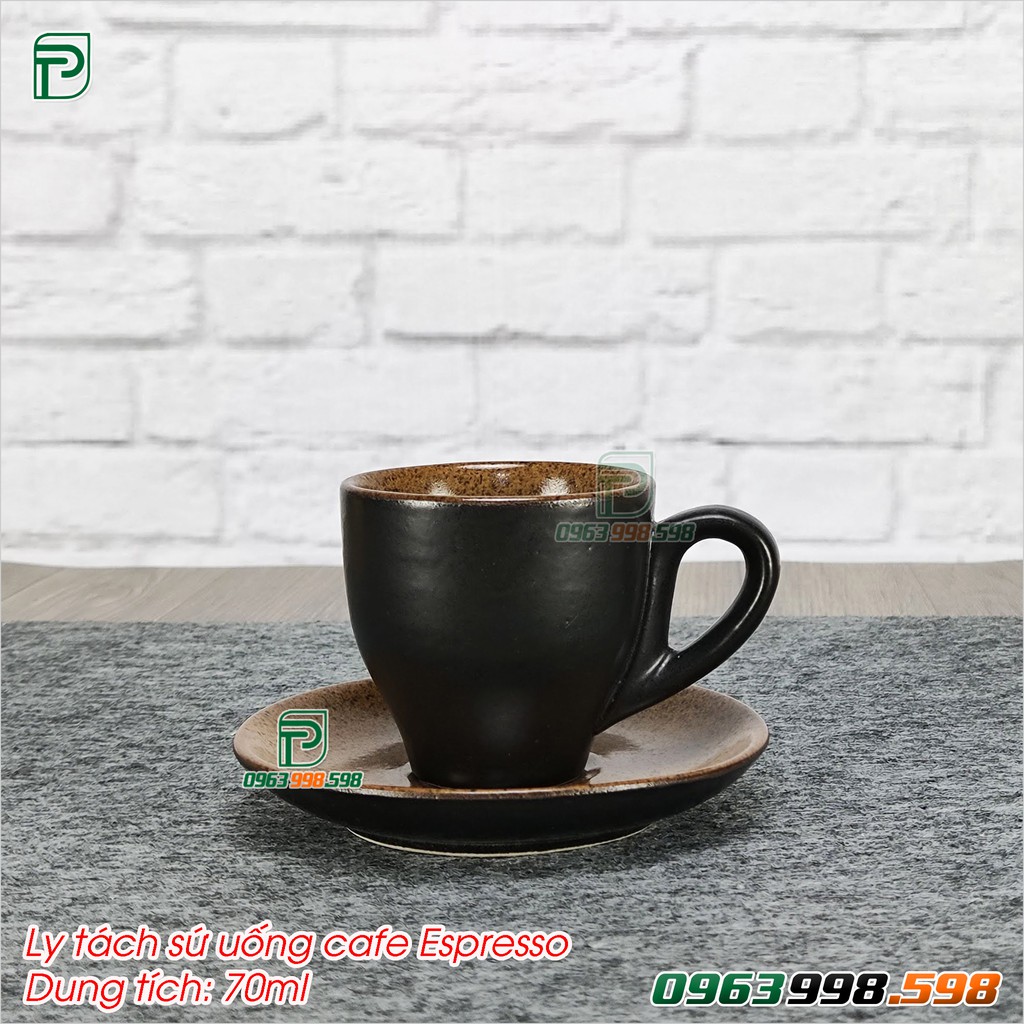 Tách sứ uống cafe Espresso 70ml Bát Tràng men gốm