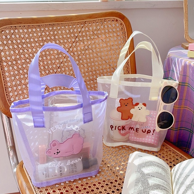 Túi lưới trong cầm tay nhỏ - Túi tote gấu