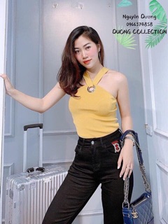 Áo len đan dây đai tròn