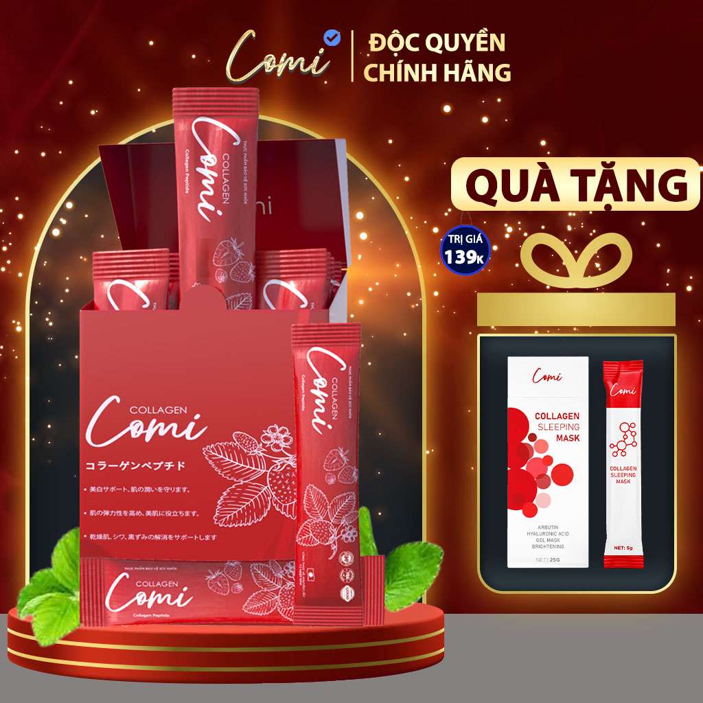 Collagen COMI công nghệ Nhật, hỗ trợ sáng da hút nám, tàn nhang mua 1 tặng 1 hộp mặt nạ