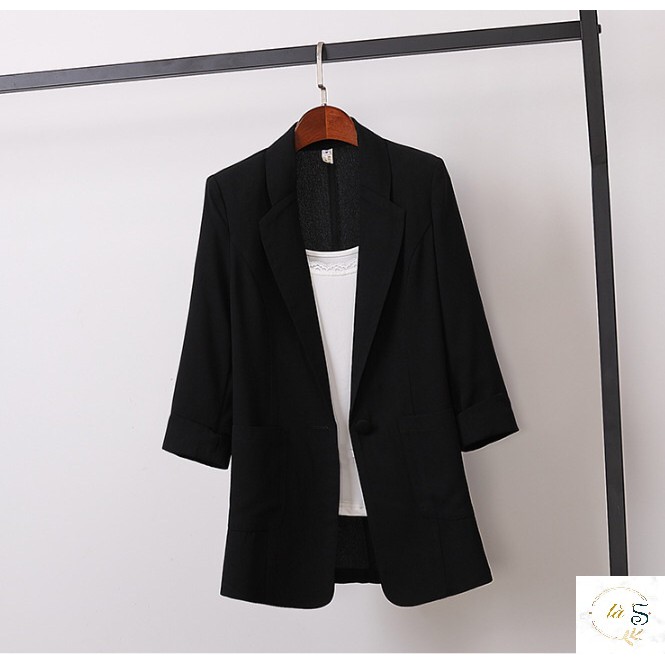 Áo blazer nữ trơn tay lửng phong cách Hàn Quốc