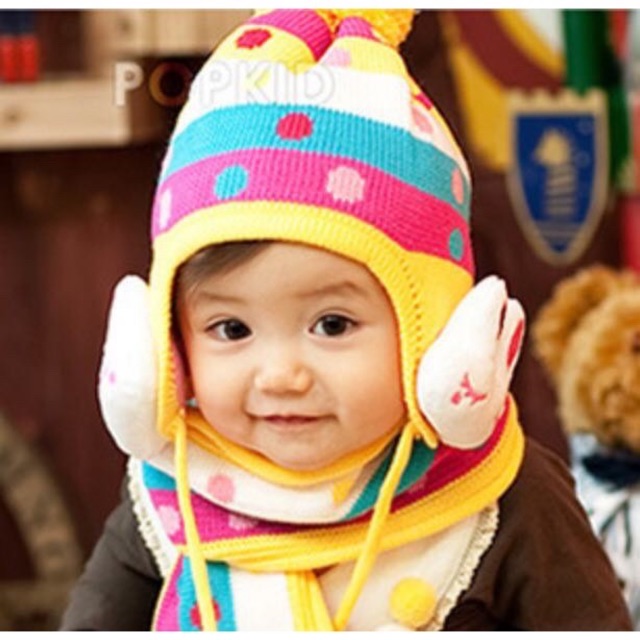 Mũ len bịt tai dễ thương cho bé