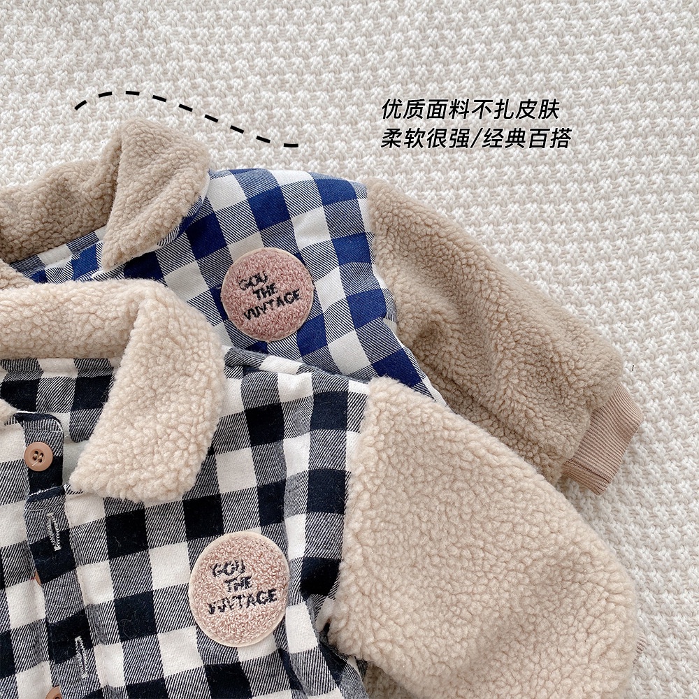 Áo khoác lông cừu lót bông dày dặn giữ ấm cho bé 2023