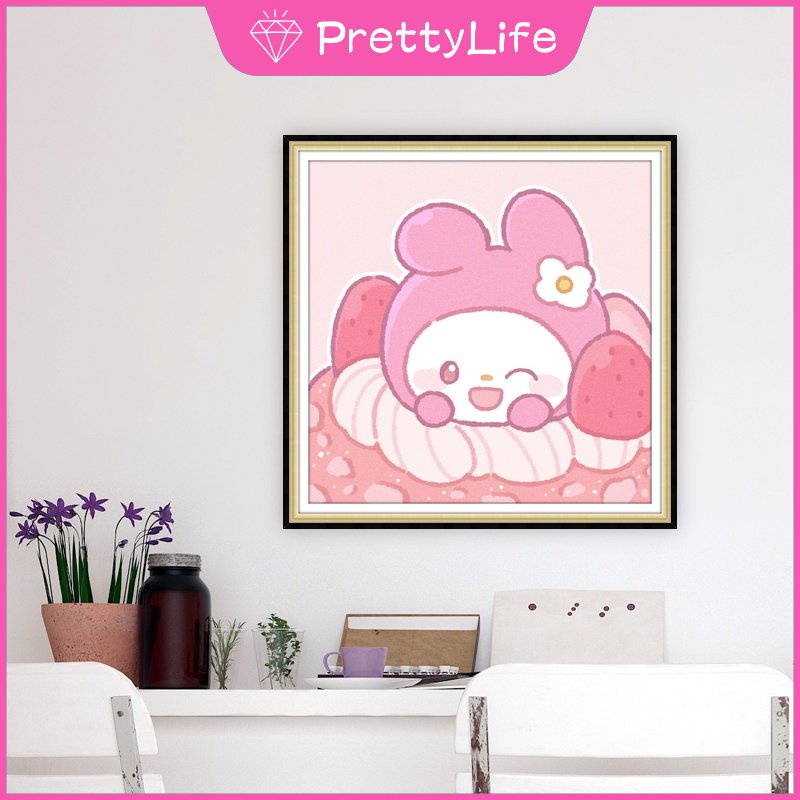 Bộ Tranh Đính Đá 5D Tự Làm 30x30cm / 40x40cm / 50x50cm Hình Hello Kitty