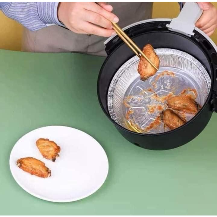 Set 10 Khay Giấy Bạc Lót Nồi Chiên Không Dầu, Đĩa Nhôm, đĩa giấy bạc