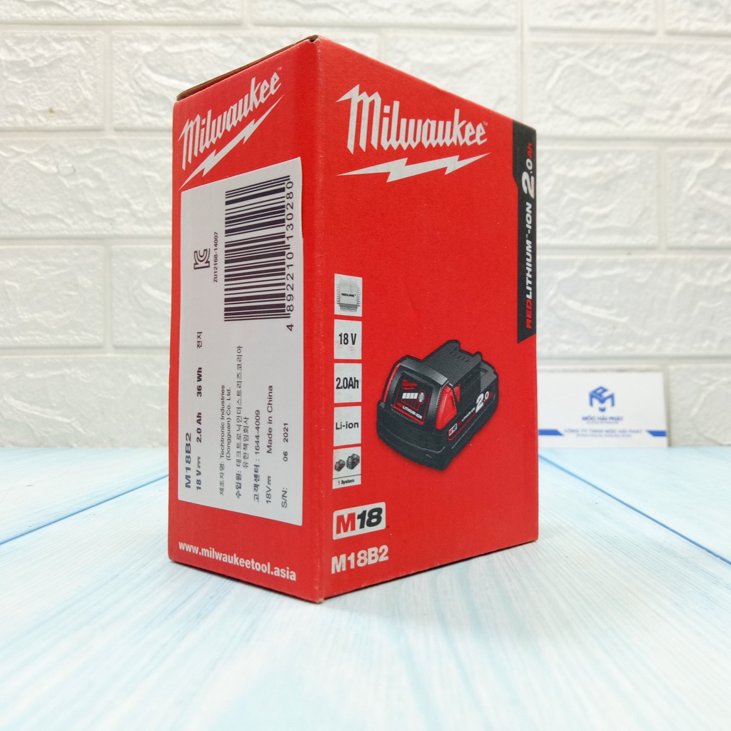 Pin M18B2 Milwaukee 2AH Chính Hãng 18V M18 2a