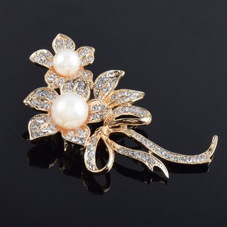 Ghim cài áo hình bông hoa đính ngọc trai giả xinh xắn