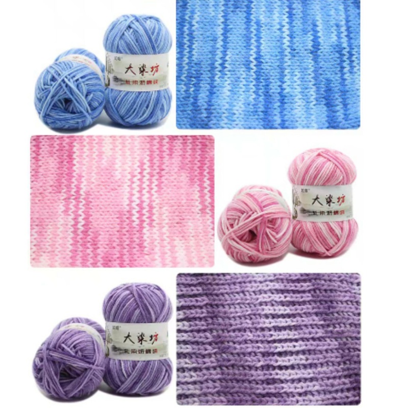 Cuộn Len Đan Sợi Cotton Sữa 50g Dày Dặn Ấm Áp