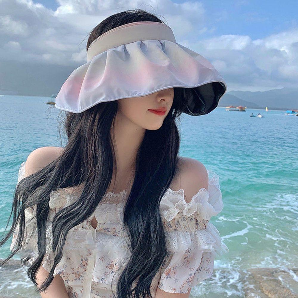 Mũ Rộng Vành Chống Nắng Tia UV Màu Gradient Phong Cách Hàn Quốc Cho Nữ