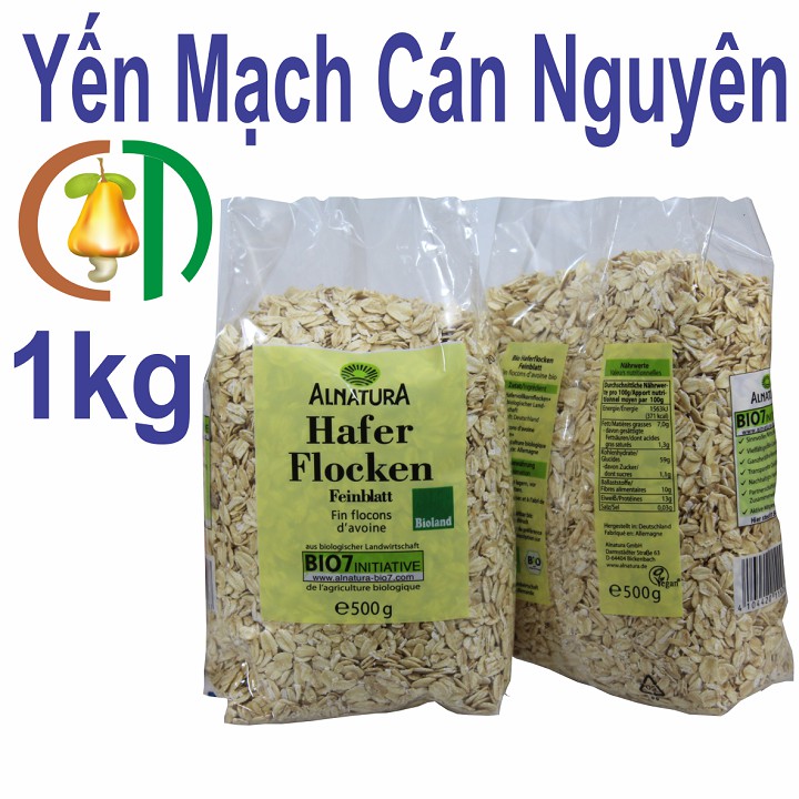 1kg Yến mạch Hafer Flocken cán nguyên, cán dẹt, cán nát