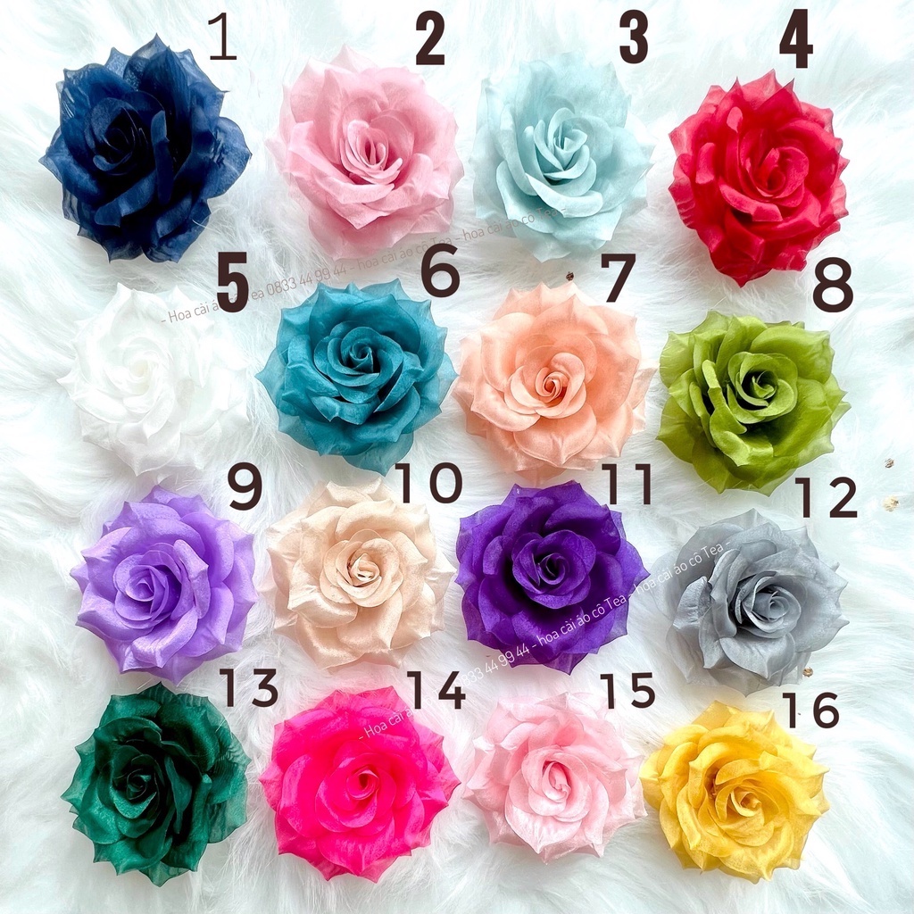 Hoa hồng cài áo, hoa handmade cao cấp hoa cài áo váy phụ kiện ghim cài đẹp - TEA005