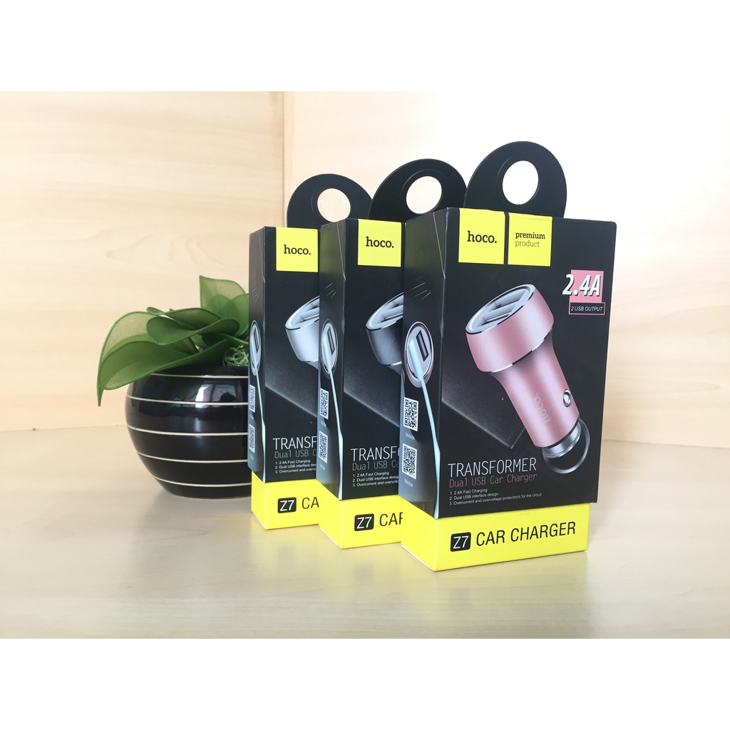 CÓC SẠC XE HƠI 2 CỔNG HOCO Z7