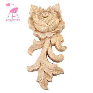 1 Thanh Gỗ Khắc Hoa Hồng 15x6.5cm Trang Trí Tủ Phong Cách Châu Âu