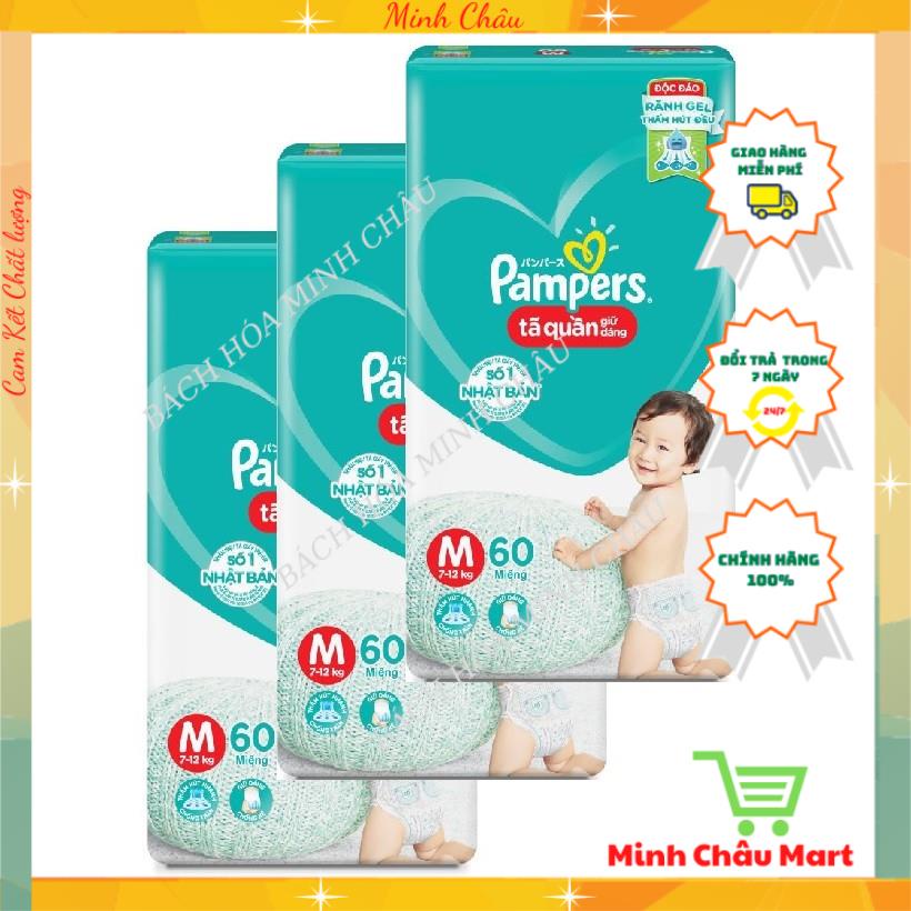 Bỉm Tã Quần Pampers Giữ Dáng Size M60-M40-M74 Miếng (7-12kg)