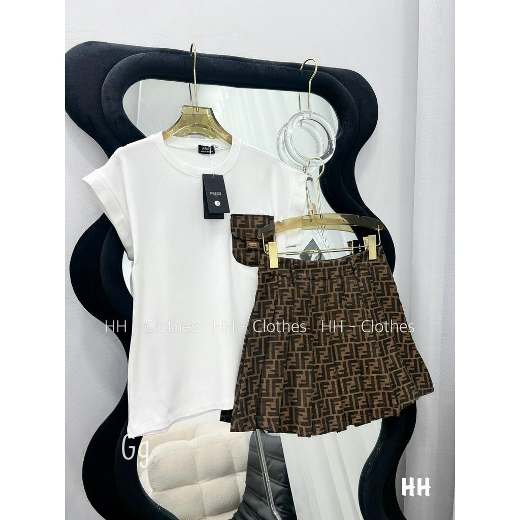 sét bộ cv bố họa tiết phối áo borip cổ tròn ngắn tay hot