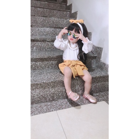 Set Áo Sơ Mi Rời Quần Chip Nhung Tặng Kèm Băng Đô