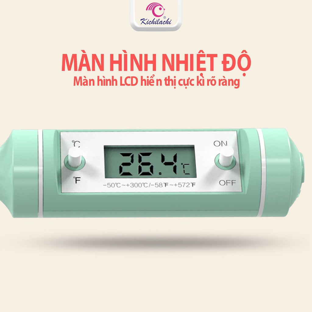 Nhiệt kế đo nhiệt độ sữa, cháo, nước, chất lỏng Kichilachi an toàn cho bé và gia đình