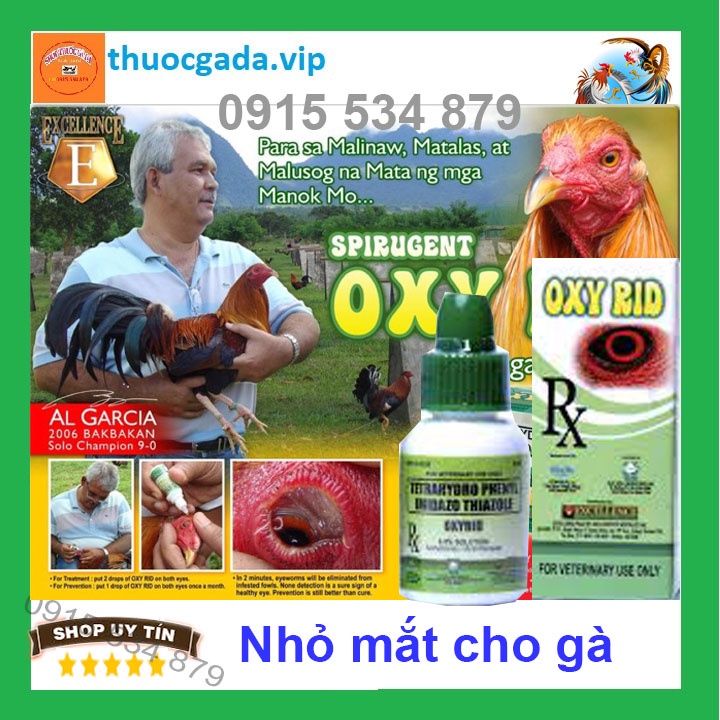 oxy rid sáng mắt, bọt mắt, sâu mắt cho gà đá