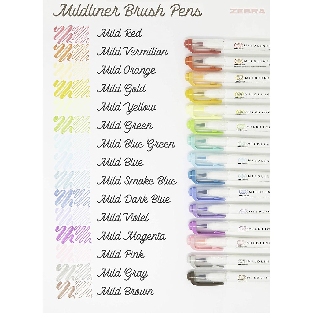 THEARTSHOP Bút dạ đầu cọ Zebra MILDLINER BRUSH 2 đầu WFT8 Nhật Bản