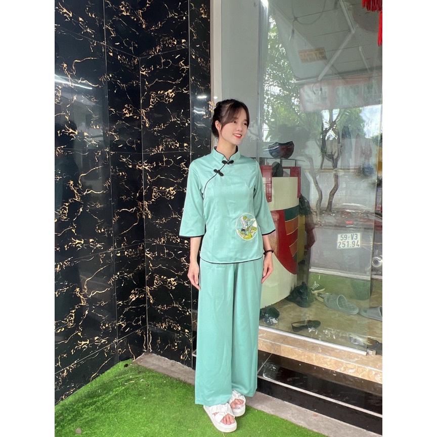 Đồ Lam Đi Chùa #Mẫu Sẫm Ngọc Bội# Quần Áo Nữ