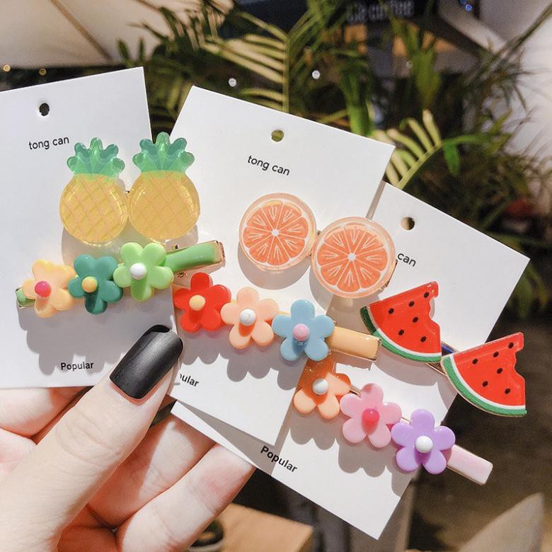 Set 2 Kẹp Tóc bé gái - Kẹp tóc Hoa Quả KAWAII Trái Cây Dễ Thương phong cách Hàn Quốc cho bé