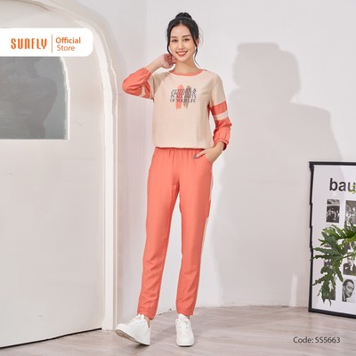 Bộ Thể Thao Linen SUNFLY Áo Tay Dài Quần Dài SS5663
