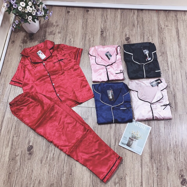 Pizama lụa tay ngăn satin