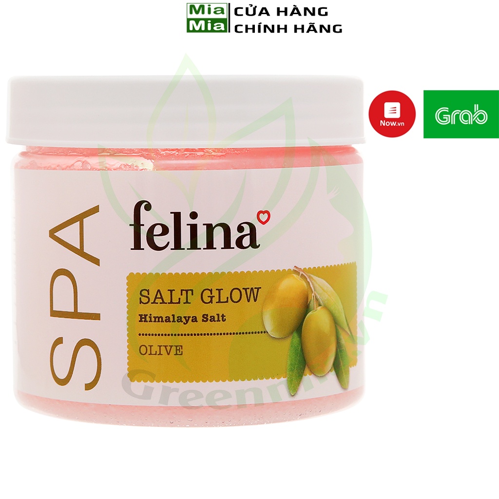 Tẩy Tế Bào Da Chết Body Cơ Thể Muối Tắm Chiết Xuất Quả Olive Felina Salt Glow Himalaya Olive 500g Làm Sạch Da Mịn Màng