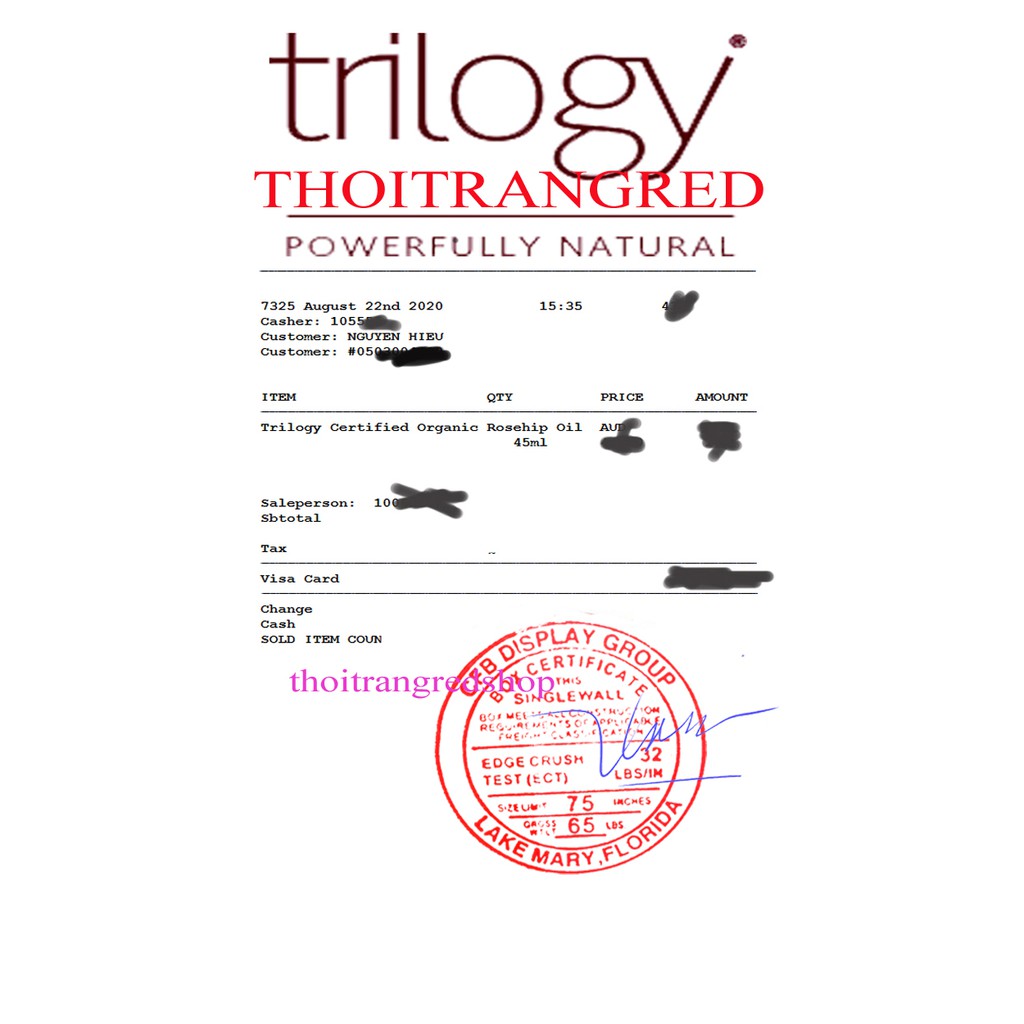 (Bill)(45ml) Trilogy Certified Organic Rosehip Oil Tinh Dầu Nụ Tầm Xuân | BigBuy360 - bigbuy360.vn