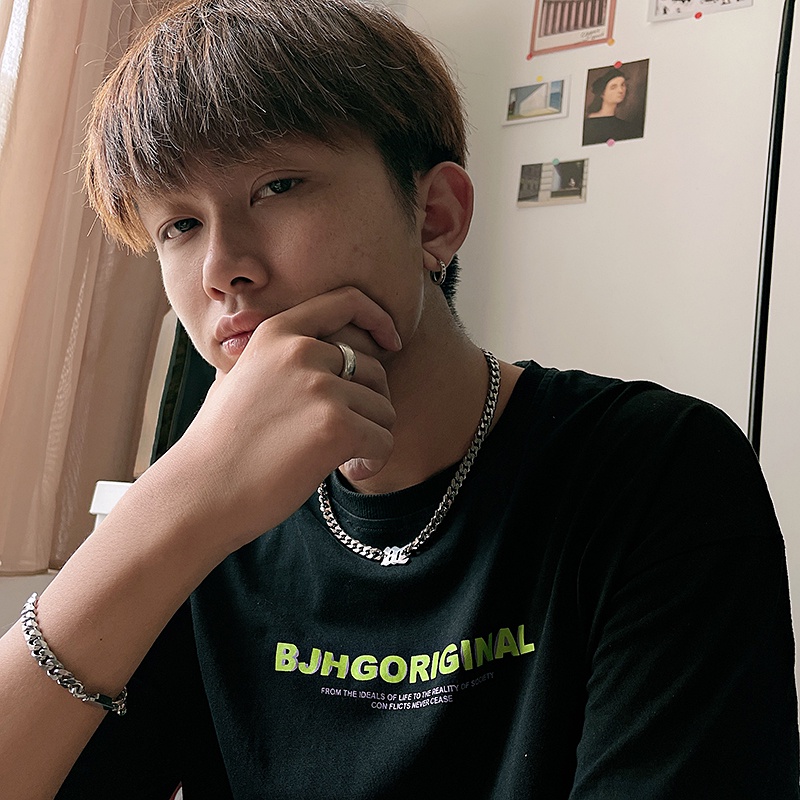 Vòng cổ thép titan thiết kế đơn giản phong cách hip hop cho nam và nữ