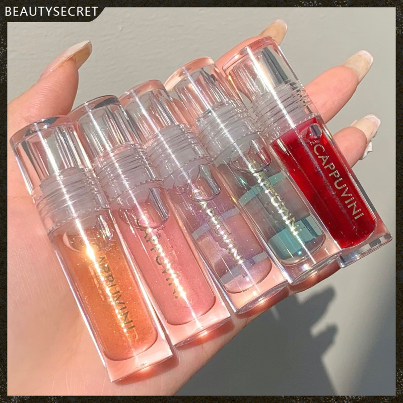 [ready] Cappuvini Transparent Water Shine Lip Gloss Pearl Shine Lip Glaze Glass Lip Moisturizing Lipstick -beauty