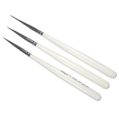 Set 3 cọ stain màu 3 size nét mảnh nhỏ thân trắng