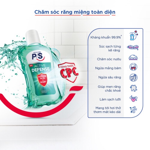 Bộ 2 Nước súc miệng P/S Chuyên gia kháng khuẩn 500ml giúp kháng khuẩn 99.9% chỉ sau 30 giây