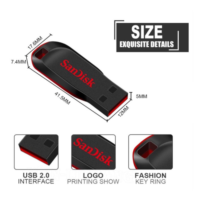 Thẻ Nhớ SanDisk USB 2.0 Dung Lượng Nhỏ 64MB 128MB 256MB 512MB