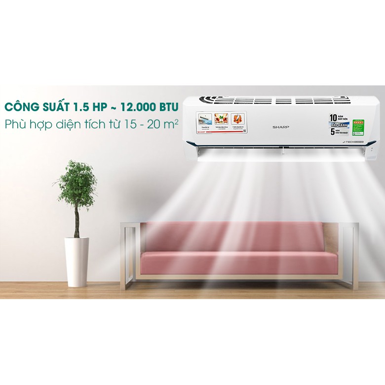 Máy  điều hoà Sharp  1.5  HP inverter model AH-X12XEW - Hàng chính hãng -  Chỉ giao trong khu vực TP. HCM