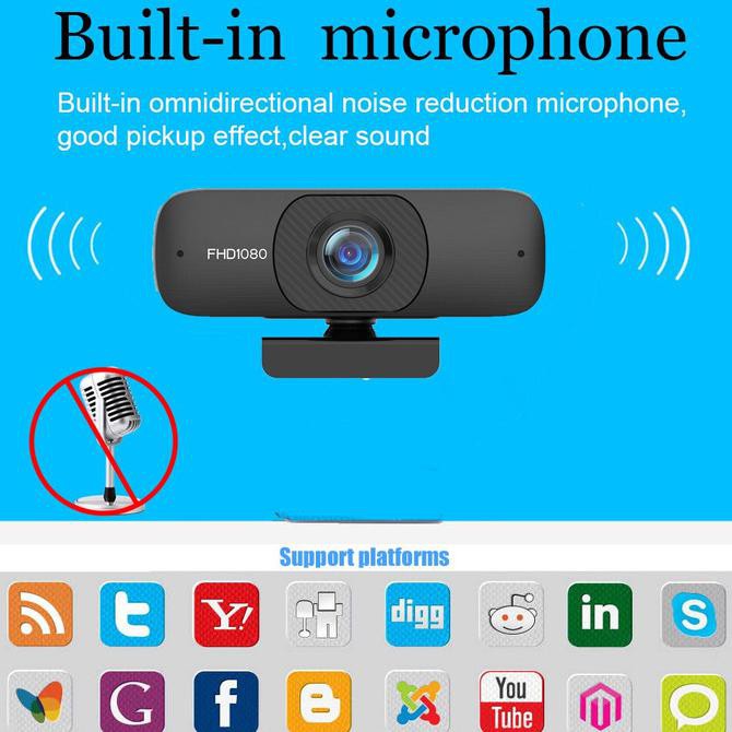 Webcam Giausa C60 full Hd 1080P, góc rộng, màu đen | BigBuy360 - bigbuy360.vn