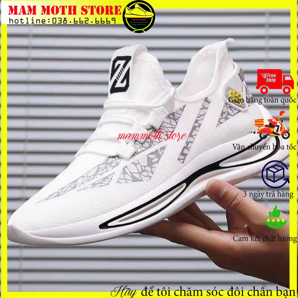 Giày thể thao nam 7L, giày sneaker nam đủ 2 màu đen trắng hàng quảng châu mạnh mẽ khỏe khoắn shop MAMMOTH