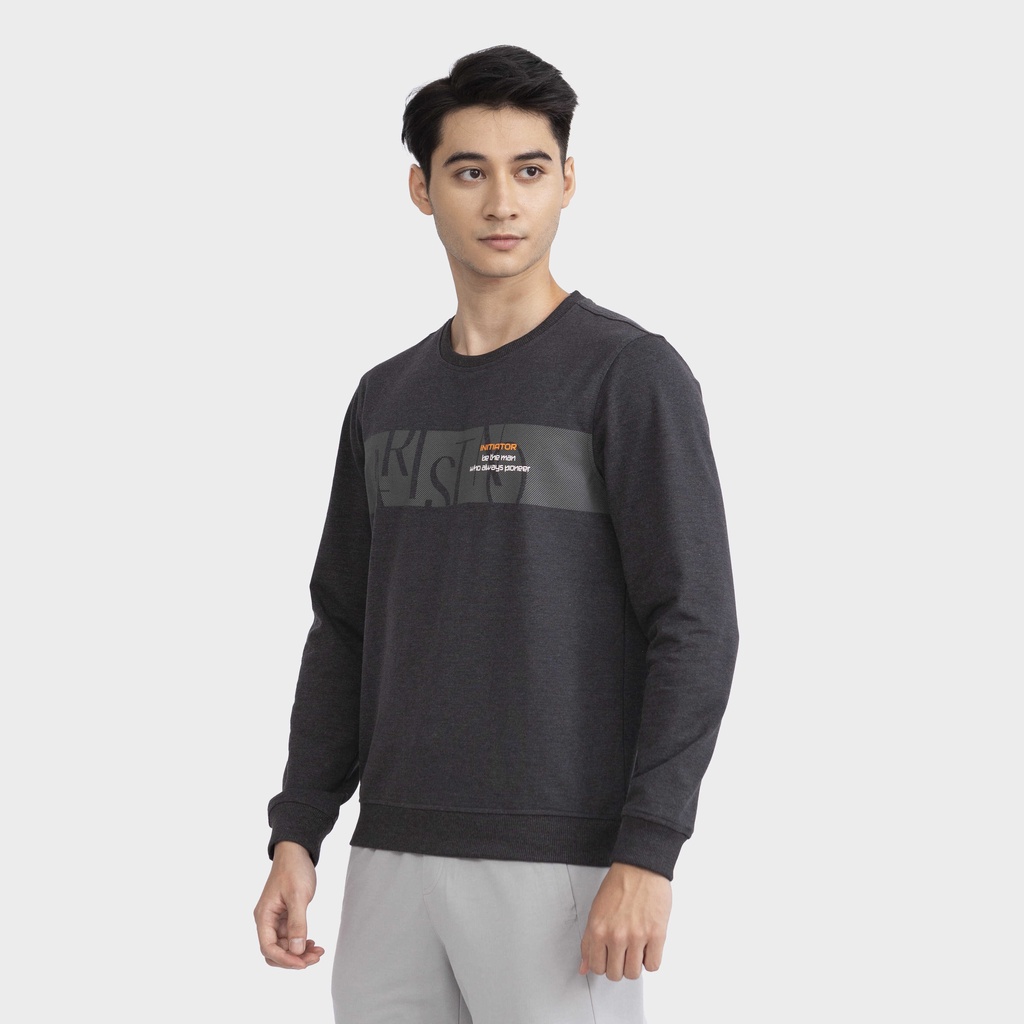 Áo nỉ nam dài tay bo gấu Aristino họa tiết in thân trước thời thượng, nam tính - ASW009W2