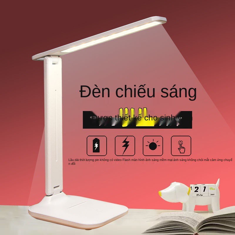 Đèn bàn bảo vệ mắt học LED có thể sạc lại hai lần phòng ngủ đầu giường usb sinh viên ký túc xá đọc sách