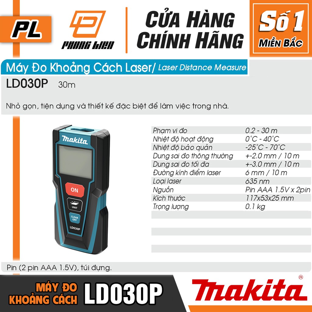 Máy Đo Khoảng Cách Laser Makita LD030P - Hàng Chính Hãng