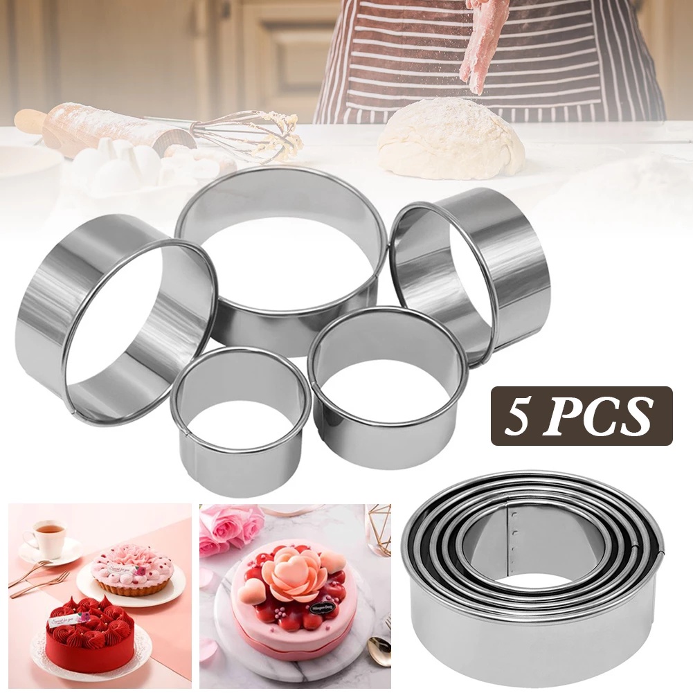Set 5 Khuôn Cắt Bánh Quy Hình Tròn Bằng Thép Không Gỉ DIY