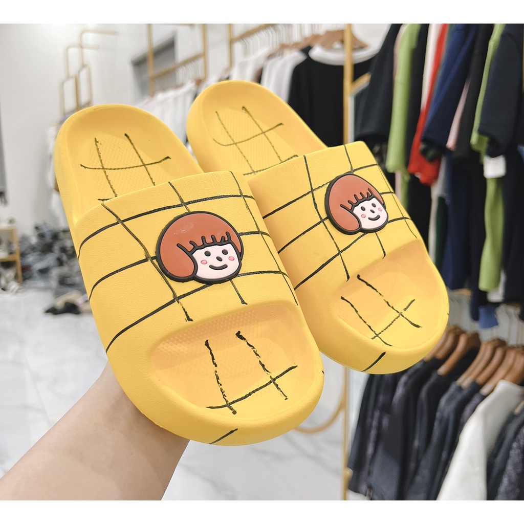 Dép Lê Bành Mì Nam Nữ Unisex Cô Gái Kẻ Caro Đế Cao 3cm Quai Ngang Động Đế Trẻ Trung Năng Động