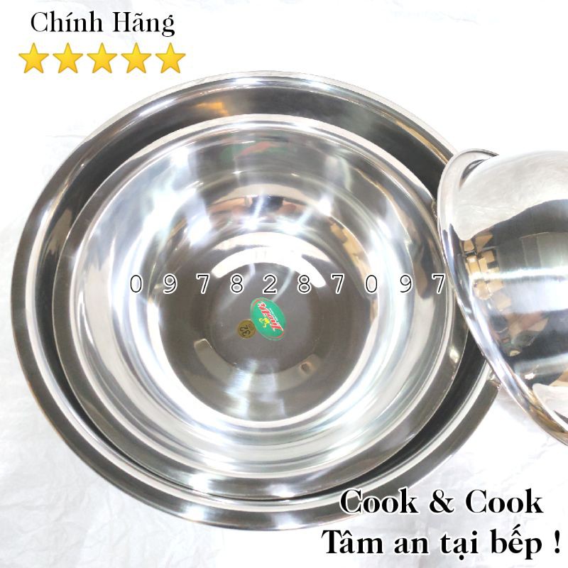 [Chính Hãng] Chậu inox thau inox loại dày INOVI đủ size 40, 42, 44, 46, 48, 50, 52, 54, 56 cm