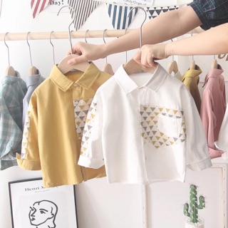 Sơ mi phối tam giác kẻ