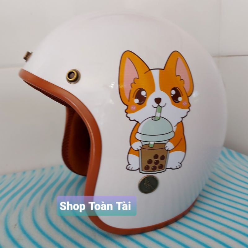 Mũ bảo hiểm 3/4 đầu Corgi cute