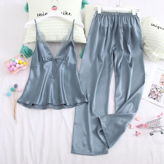 Đồ bộ ngủ lụa 2 dây quần dài