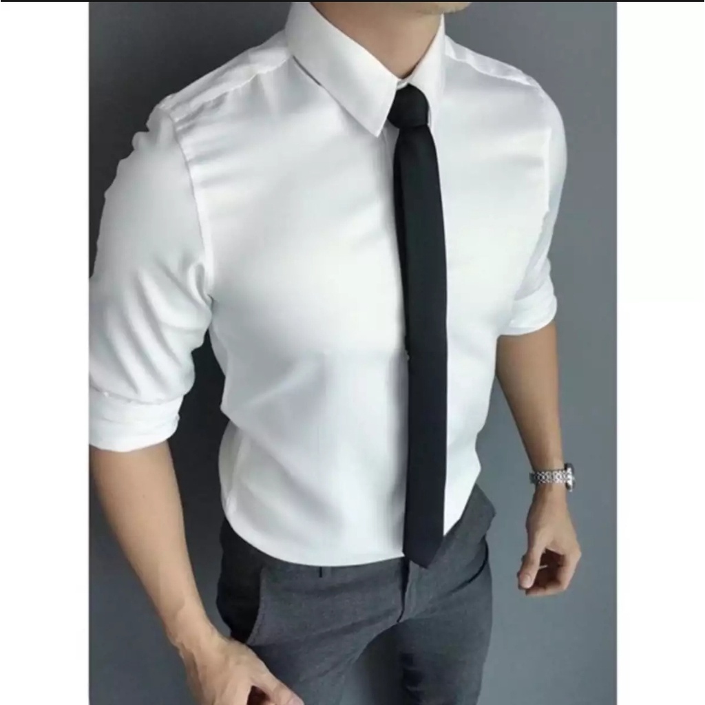 Áo sơ mi nam hàn quốc dài tay body màu xanh than, cam kết hàng như ảnh
