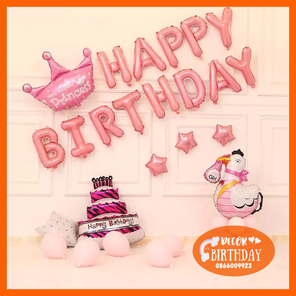 Set Trang Trí Sinh Nhật TUỔI GÀ Cho Bé Trai, Bé Gái, Bóng Y Hình Tặng Kèm Đồ Bơm Băng Dính