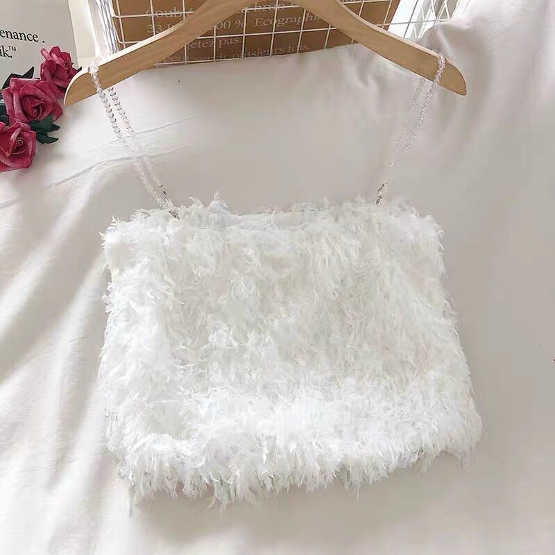 💥-Áo 2 dây lông quai hạt cực xinh